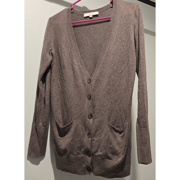 Loft Cardigan Sweater Womens XS Extra Small Brown Button Front Pockets‎ - Picture 1 of 4